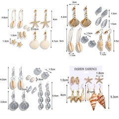 Women's Seashell 6 Piece Set Drop | Post '4.0' Earrings