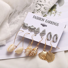 Women's Seashell 6 Piece Set Drop | Post Earrings