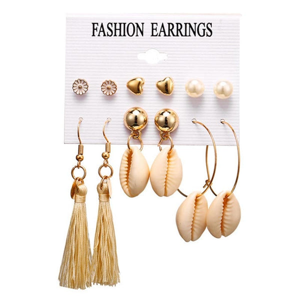 Women's Seashell 6 Piece Set Drop | Post '4.0' Earrings