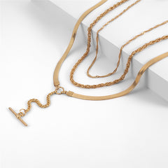 Women's Multi Layer Metal Rod Pendant Statement Necklace