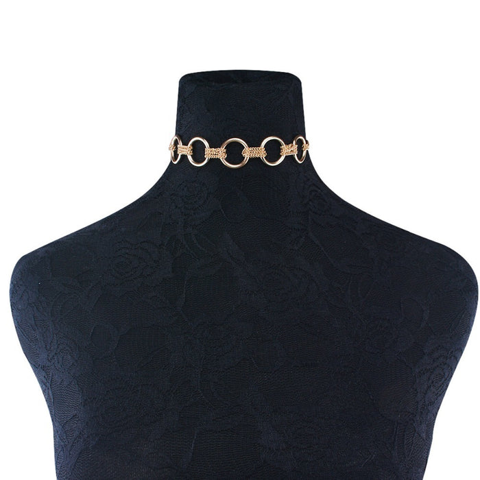 Women's Boho Circular Link Choker Necklace