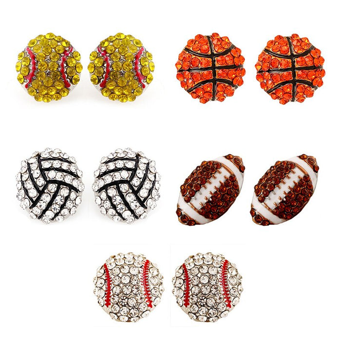 Women's Rhinestone Sports 'Football | Basketball | Baseball' Post Earrings