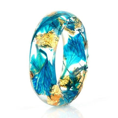 Women's 'Infinity | Blue Leaves' Acetate Acrylic Ring