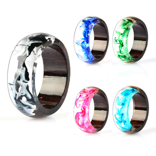 Women's 8mm 'Wood and Lava' Acetate Acrylic Ring