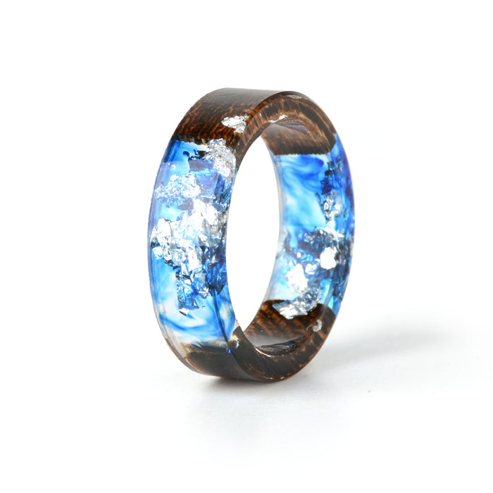 Women's 6mm 'Wood Amalgam | Koa and BlueStone' Acetate Acrylic Ring
