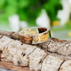 Women's 'Wood Amalgam | Gold Filigree' Acetate Acrylic Ring