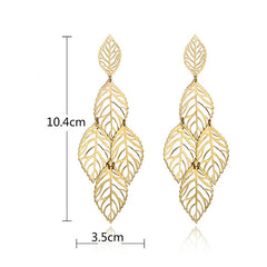 Women's Hollow Leaf Gold Drop Earrings