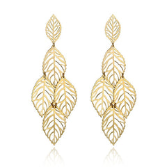 Women's Hollow Leaf Gold Drop Earrings