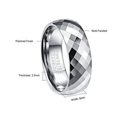 Men's 8mm Multi-Faceted High Polished Tungsten Carbide Ring