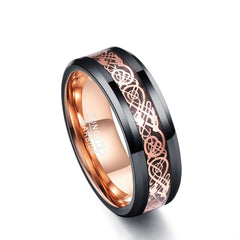 Unisex 8mm Rose Gold Dragon Tungsten Carbide Ring