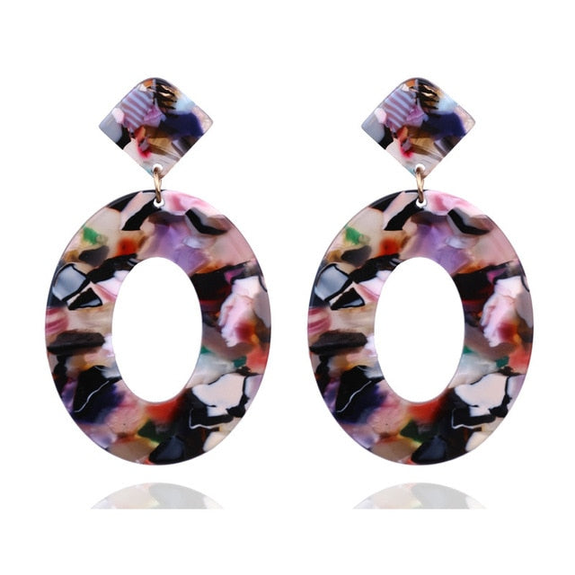 Women's European Oval Acrylic Drop Earrings