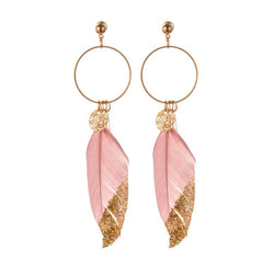 Women's Boho Single Feather Drop Earrings