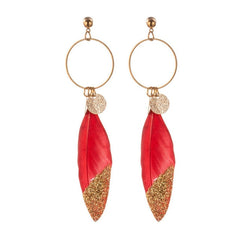 Women's Boho Single Feather Drop Earrings