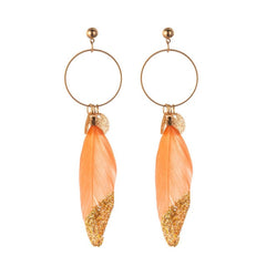 Women's Boho Single Feather Drop Earrings