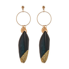 Women's Boho Single Feather Drop Earrings