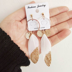 Women's Boho Single Feather Drop Earrings