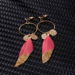 Women's Boho Single Feather Drop Earrings