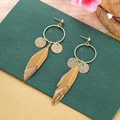 Women's Boho Single Feather Drop Earrings