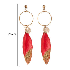 Women's Boho Single Feather Drop Earrings