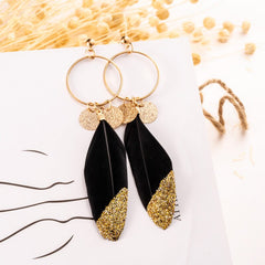 Women's Boho Single Feather Drop Earrings