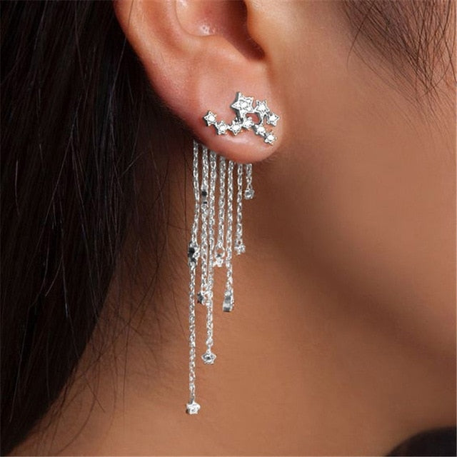 Women's European Long Tassel Star Drop Earrings