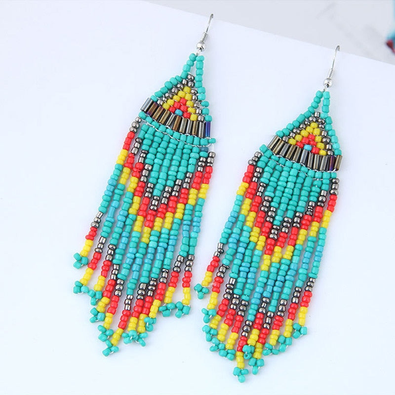 Women's Bohemian Beaded Dangle Drop Earrings