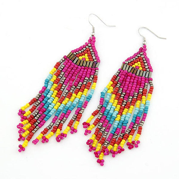 Women's Bohemian Beaded Dangle Drop Earrings