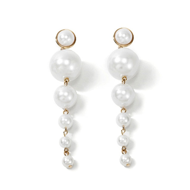 Women's Long Venetian Imitation Pearl Drop Earrings