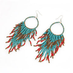 Women's Bohemian Long Tassel Acrylic Drop Earrings