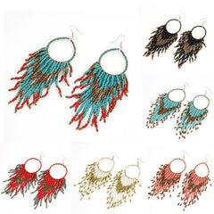 Women's Bohemian Long Tassel Acrylic Drop Earrings