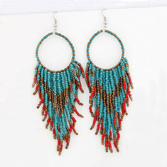 Women's Bohemian Long Tassel Acrylic Drop Earrings