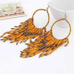 Women's Bohemian Long Tassel Acrylic Drop Earrings