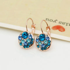 Women's Rose Gold and Platinum Blue CZ Post Earrings