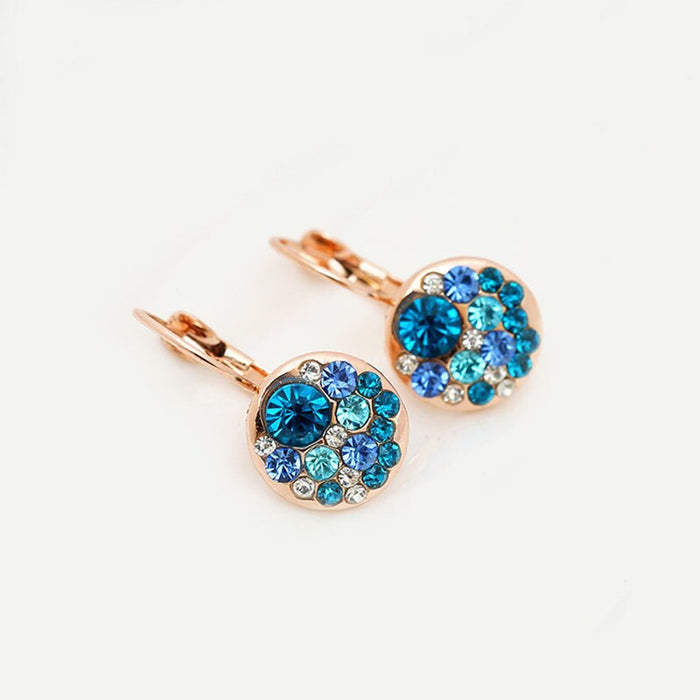 Women's Rose Gold and Platinum Blue CZ Post Earrings