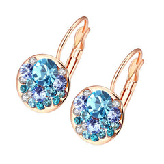 Women's Rose Gold and Platinum Blue CZ Post Earrings