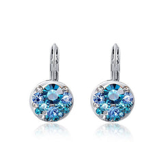 Women's Rose Gold and Platinum Blue CZ Post Earrings