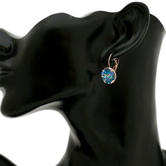 Women's Rose Gold and Platinum Blue CZ Post Earrings