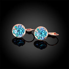 Women's Rose Gold and Platinum Blue CZ Post Earrings