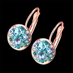 Women's Rose Gold and Platinum Blue CZ Post Earrings