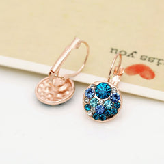 Women's Rose Gold and Platinum Blue CZ Post Earrings