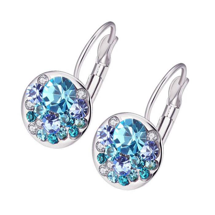 Women's Rose Gold and Platinum Blue CZ Post Earrings