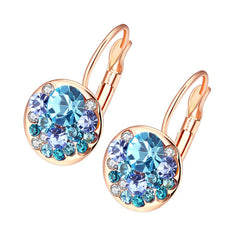 Women's Rose Gold and Platinum Blue CZ Post Earrings