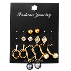 Women's Set of 6 Geometric Metal '3.0' Earrings