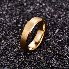 Men's 6mm Gold Tungsten Carbide Matte Finish Beveled Edge Ring