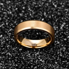 Men's 6mm Gold Tungsten Carbide Matte Finish Beveled Edge Ring