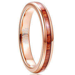 Men's 4mm Tungsten Carbide Hawaiian Koa Wood Inlay Ring