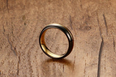 Men's Black Tungsten Carbide Gold Inner Ring