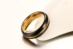 Men's Black Tungsten Carbide Gold Inner Ring