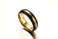 Men's Black Tungsten Carbide Gold Inner Ring