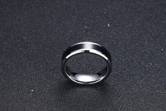 Men's Simple 6mm Tungsten Carbide  Black and Silver Ring